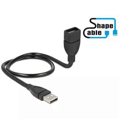 Delock kábel USB 2.0 A apa > A anya ShapeCable 0,5 m