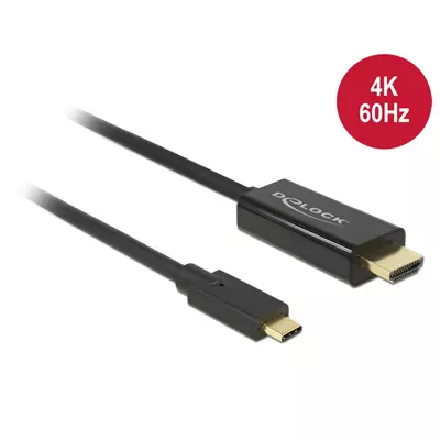 Delock Kábel USB Type-C csatlakozól > HDMI csatlakozó (DP váltakozó mód) 4K 60 Hz, 2 m fekete