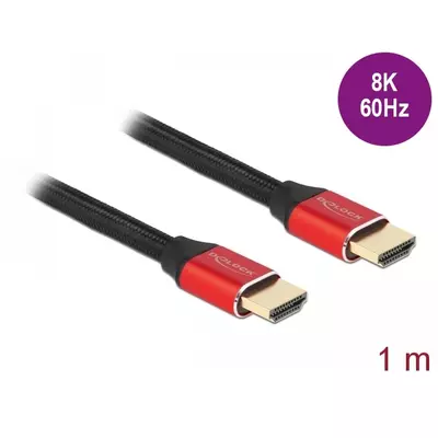 Delock Ultra nagy sebességű HDMI kábel 48 Gbps 8K 60 Hz piros 1 m tanúsítvánnyal