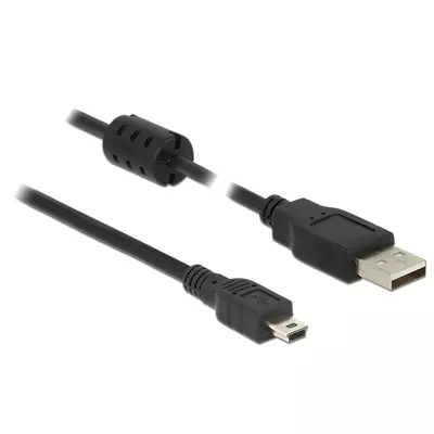 Delock USB 2.0-s kábel A-típusú csatlakozódugóval > USB 2.0 Mini-B csatlakozódugóval, 0,5 m, fekete