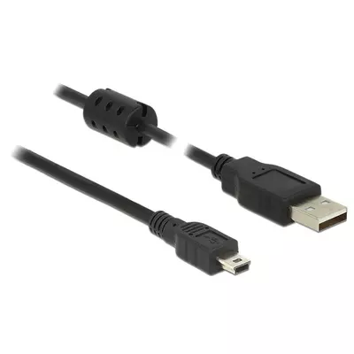 Delock USB 2.0-s kábel A-típusú csatlakozódugóval > USB 2.0 Mini-B csatlakozódugóval, 1,0 m, fekete