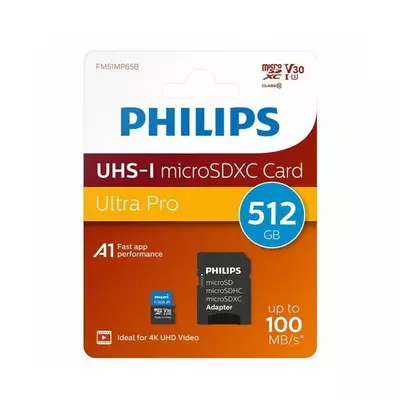 Philips Micro SDXC Memóriakártya 512GB Class 10 UHS-I U1 Adapter