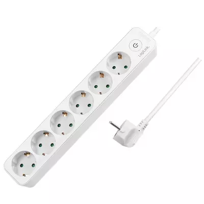 Logilink Outlet Strip, 6 safety sockets, white