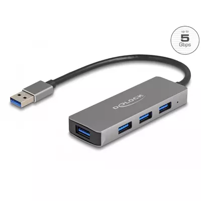 Delock 4 portos USB 3.2 Gen 1 hub USB Type-A csatlakozóval   USB Type-A portok az oldalán