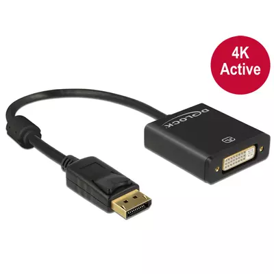 Delock Adapter Displayport 1.2-dugós csatlakozó > DVI-csatlakozóhüvely 4K aktív fekete