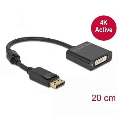 Delock Adapter DisplayPort 1.2-dugós csatlakozó-DVI-csatlakozóhüvely 4K aktív fekete