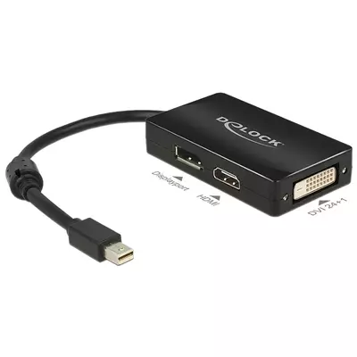 Delock Adapter mini Displayport 1.1-dugós csatlakozó > Displayport / HDMI / DVI passzív fekete