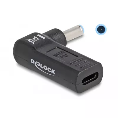 Delock Laptop töltőkábel adapter USB Type-C  anya - HP 4,5 x 3,0 mm apa 90  fokban hajlított