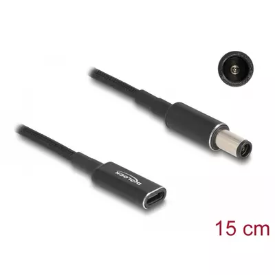 Delock Laptop töltőkábel adapterkábel USB Type-C anya - HP 7,4 x 5,0 mm apa 15 cm