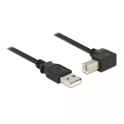 Delock USB 2.0-s kábel A-típusú dugó > USB 2.0 B-típusú dugó derékszögű 0,5 m fekete