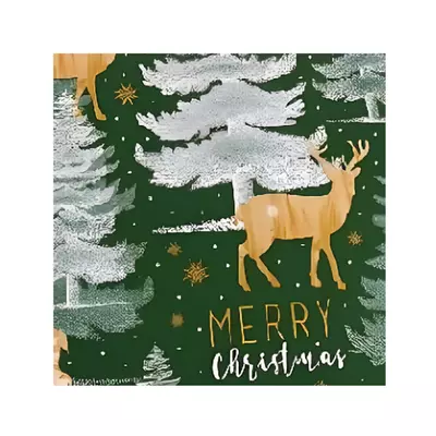 Csomagolópapír zöld rénszarvasos karácsonyi mintával 200x70cm