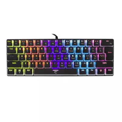 White Shark GK-2202B/BL-US ASHIKO angol 60%-os fekete mechanikus (kék switch) gamer billentyűzet