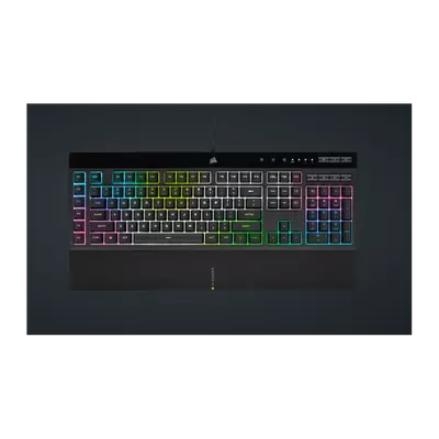 CORSAIR Vezetékes Billentyűzet Gaming, K55 RGB PRO XT, 6 programozható billentyű, Cseppálló, Csuklótámasz, US, fekete