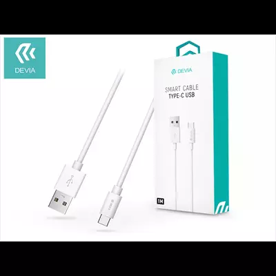 DEVIA USB - USB TYPE-C ADAT- ÉS TÖLTŐKÁBEL 1 M-ES VEZETÉKKEL - SMART USB TYPE-C 2.0 CABLE - WHITE