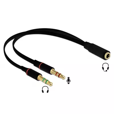 DELOCK Átalakító Headset Stereo jack 1x 3.5mm 4 pin female > 2x 3.5mm 3 pin male