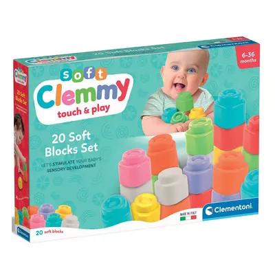 Clemmy: Touch & Play puha színes építőkocka 20db-os szett - Clementoni
