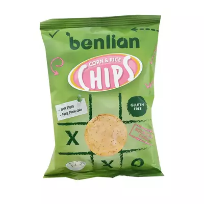 Benlian gluténmentes tejfölös-snidlinges rizs és kukorica chips 50g