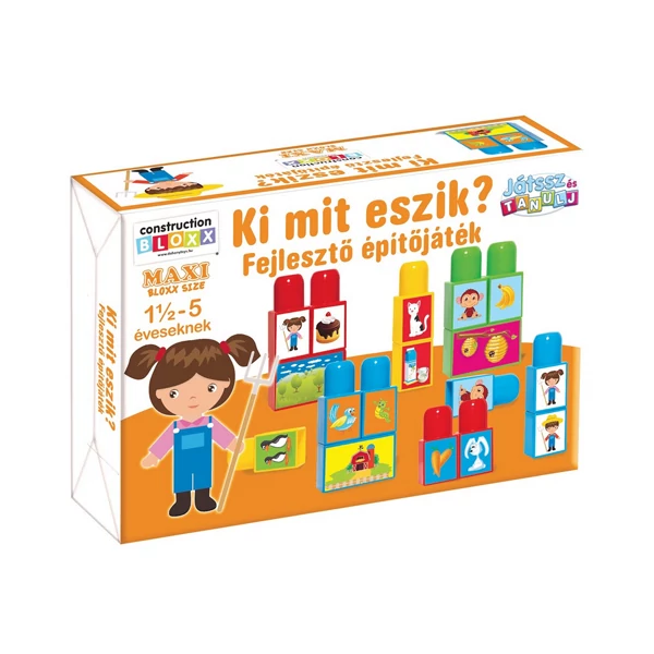 Játssz és tanulj!: Ki mit eszik? Fejlesztő építőjáték - D-Toys