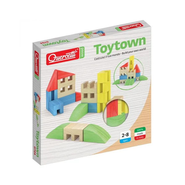 Quercetti: ToyTown Premium 22db-os fa építőjáték