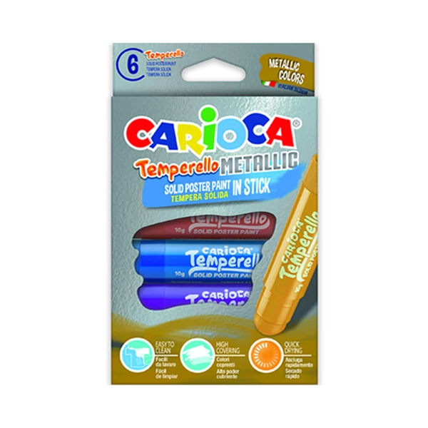 Metál fényű tempera stick 6db-os szett - Carioca