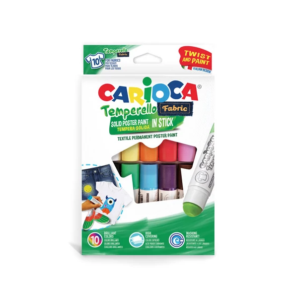 Színes textil tempera stick 10db-os szett - Carioca