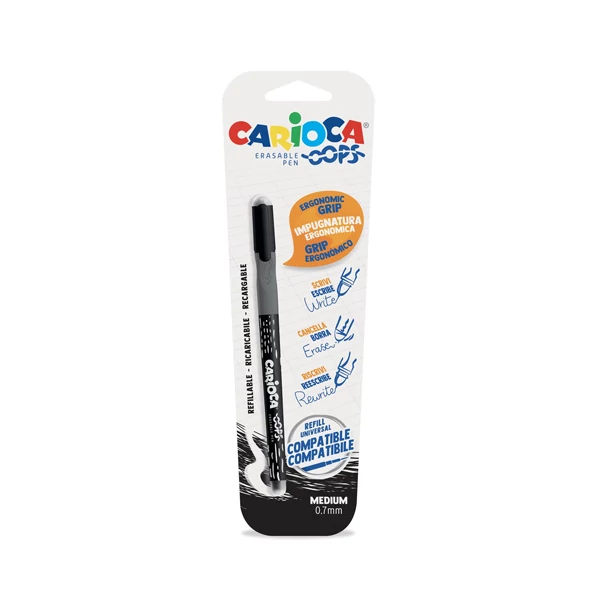 Oops fekete kitörölhető toll 0,7mm - Carioca