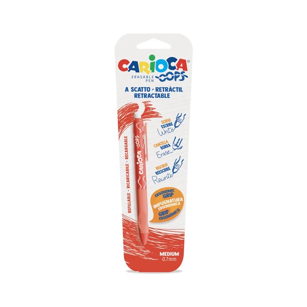 Oops piros kitörölhető nyomógombos toll 0,7mm - Carioca