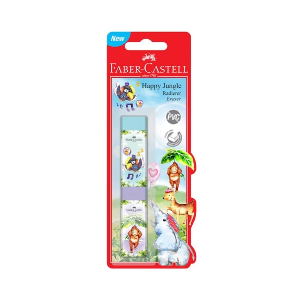 Faber-Castell: Vidám dzsungel PVC menetes radír 2db-os szett