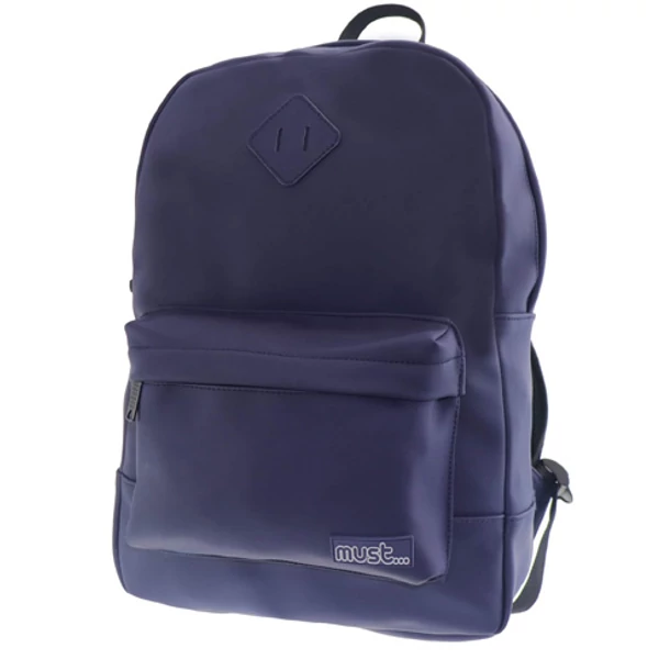 Must: Kék divatos lekerekített iskolatáska, hátizsák 30x13x41cm