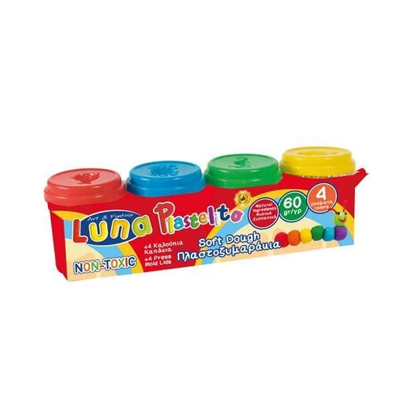 Színes tégelyes gyurma szett 4db-os 60gr