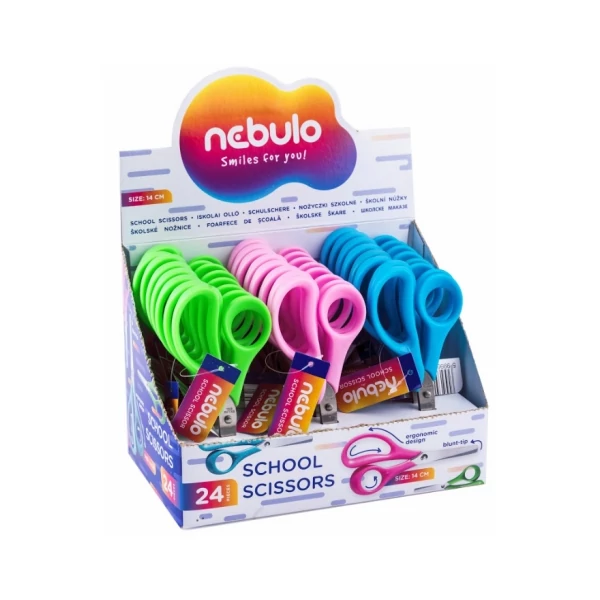Nebulo: Ergonomikus iskolai olló kerekített heggyel több változatban