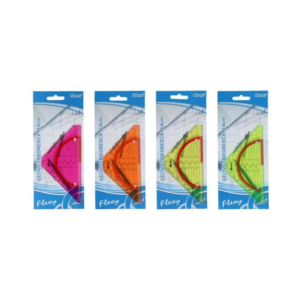 Spirit: Flexy színes áttetsző szögmérős háromszög alakú vonalzó 14cm-es több változatban