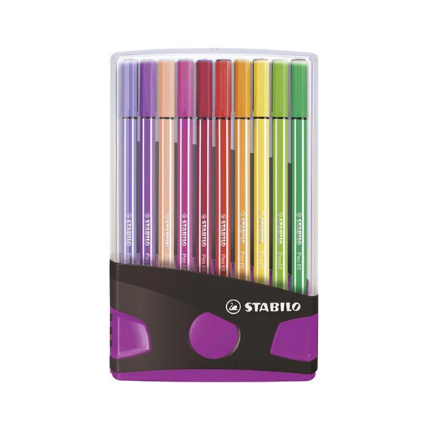 Stabilo: Pen 68 ColorParade rostirón 20db-os szett szétnyitható pink tárolóban