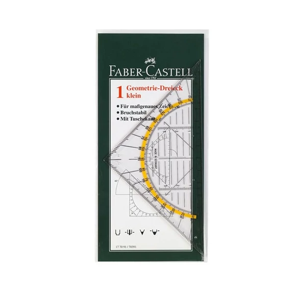 Faber-Castell: Háromszög vonalzó benne szögmérővel