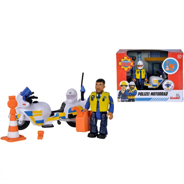 Sam a tűzoltó: Malcolm motoros rendőr figuraszett - Simba Toys