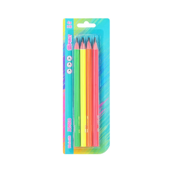 Spirit: Jumbo HB grafit ceruza szett neon külsővel 4db-os