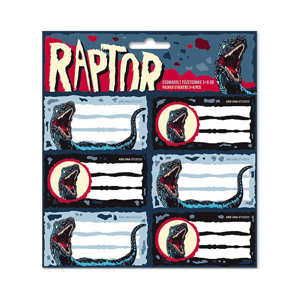 Ars Una: Raptor csomagolt füzetcímke 3x6db-os