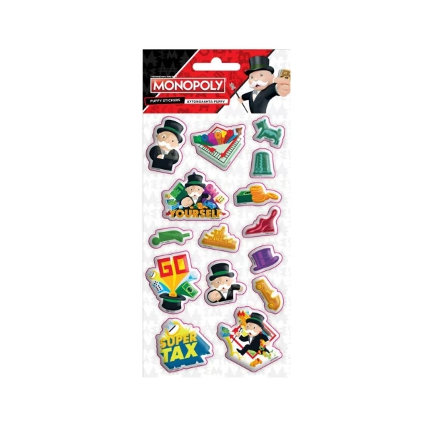 Monopoly 3D pufi matrica szett 10x22cm-es íven