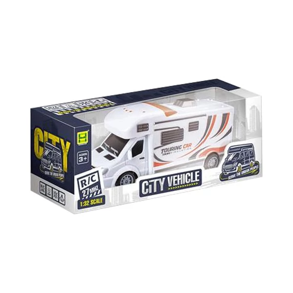 RC Távirányítós Touring Car lakóautó fénnyel 27MHz 1/32