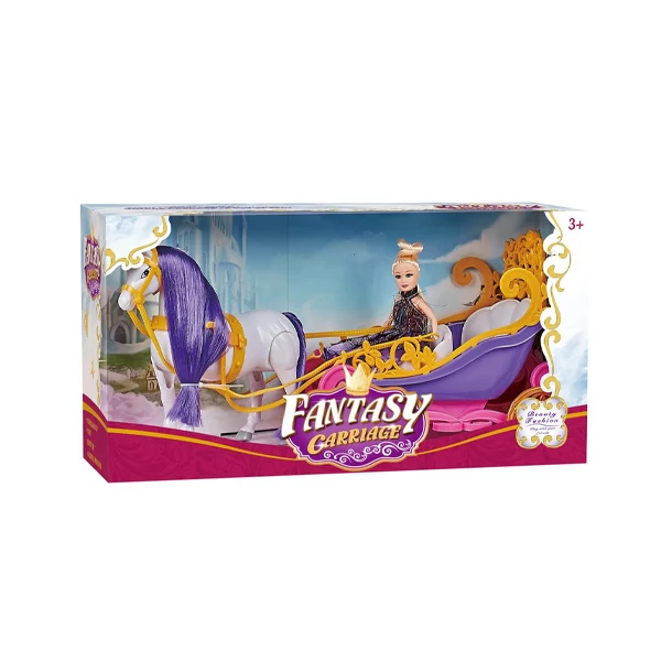 Fantasy Carriage Mesés nyitott hintó lóval és babával