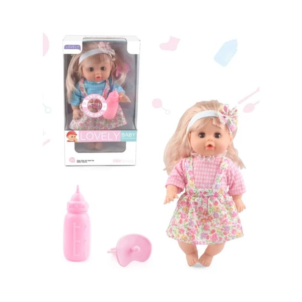 Sweet Baby baba szőke hajjal nyári ruhában, hanggal és cumikkal több változatban