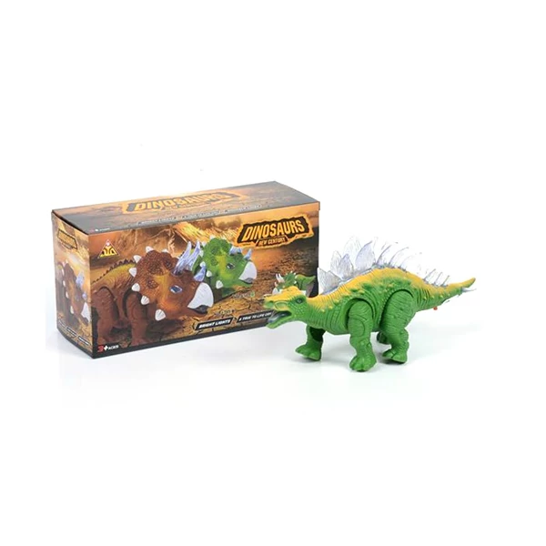 Sztegoszaurusz zöld színű dinoszaurusz figura fény effektekkel