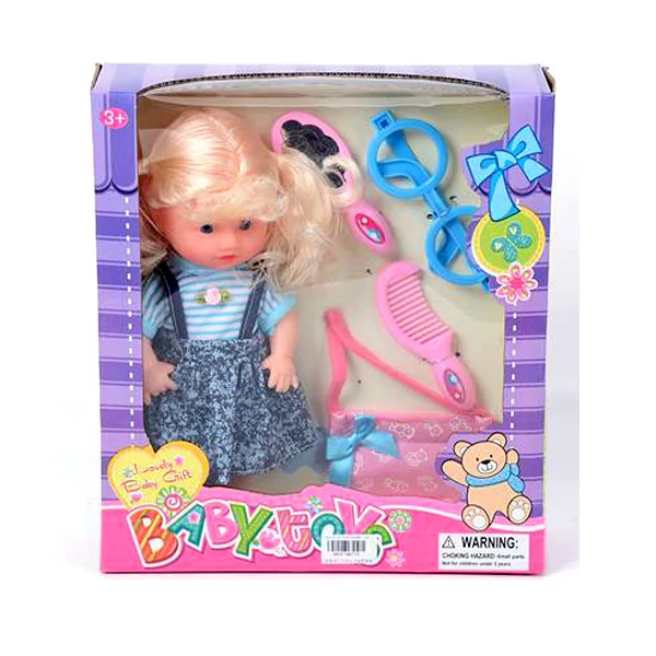 Baba szemüveggel és kiegészítőkkel 28cm