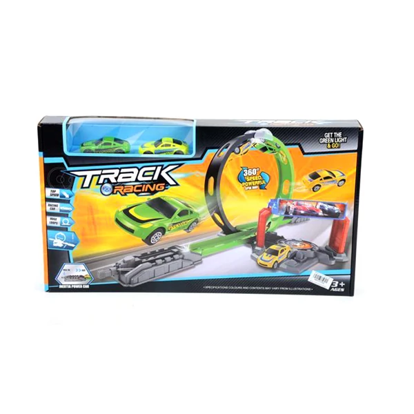 Track Racing: 360°-os szuper hurok versenypálya 2db kisautóval 1/64
