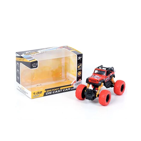 Off-Road hátrahúzós piros Jeep terepjáró 1/32