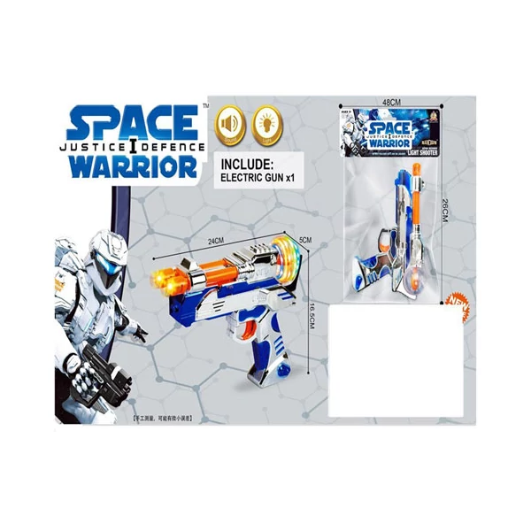 Space Warrior: Elektromos játék űrpisztoly kétcsövű fénnyel és hanggal 24cm
