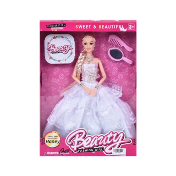 Beauty baba báli ruhában tükörrel és fésűvel 28cm-es