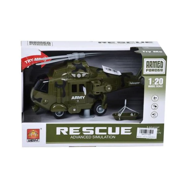Harci helikopter fénnyel és hanggal 1/20 - zöld
