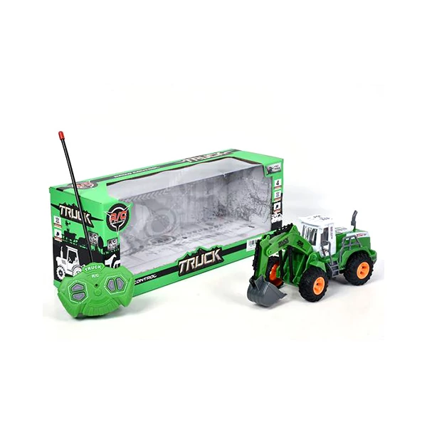 RC Távirányítós markoló munkagép zöld színben fényeffektekkel 1/30-as méretarány 22cm