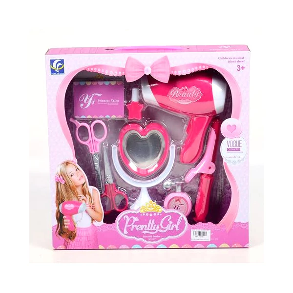 Pretty Girl pink fodrász szett ollóval és hajszárítóval